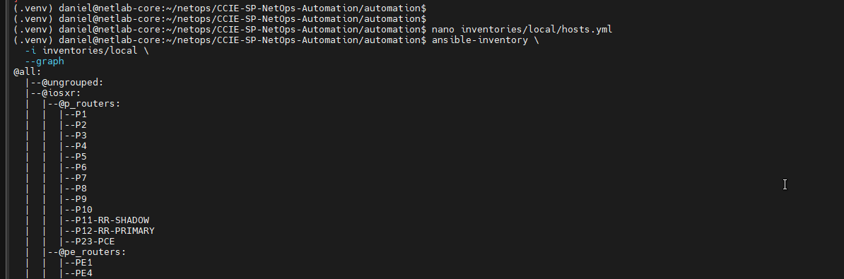 Ansible hosts inventory for the IOS XR lab