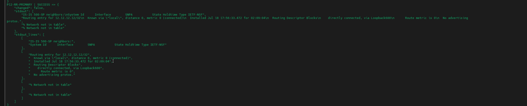 PE loopback route verification