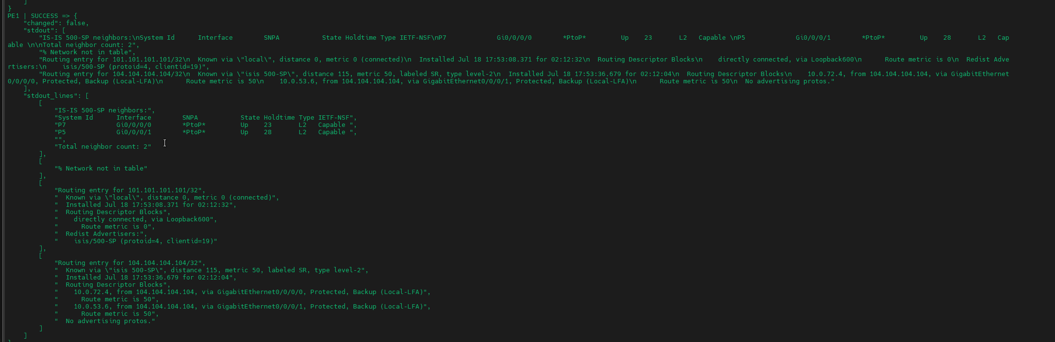 Segment Routing underlay verification