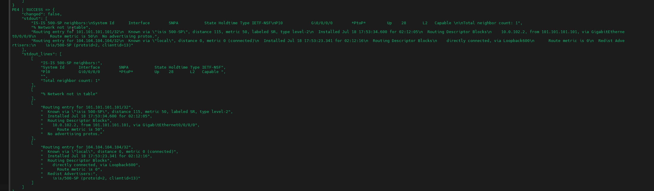 Additional underlay validation output
