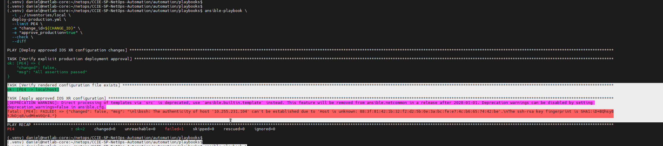 SSH host key deployment error