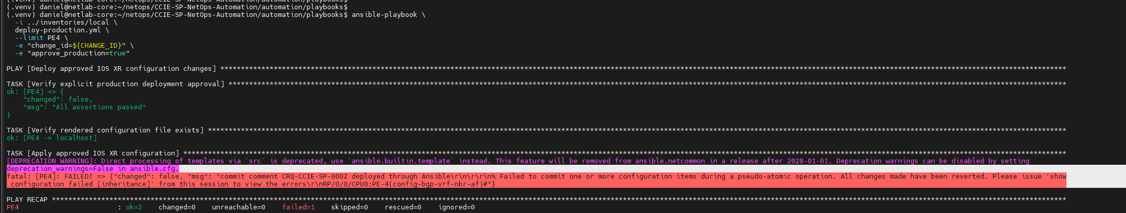 IOS XR commit error