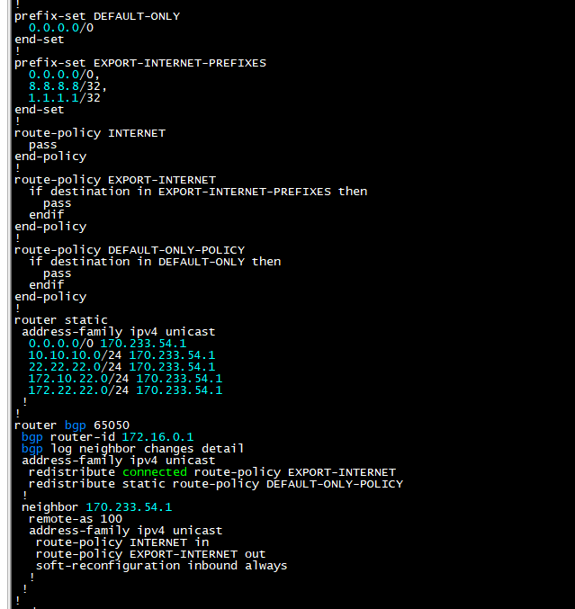 IOS XR Internet router static routes back to customer VRF subnets and BGP policy